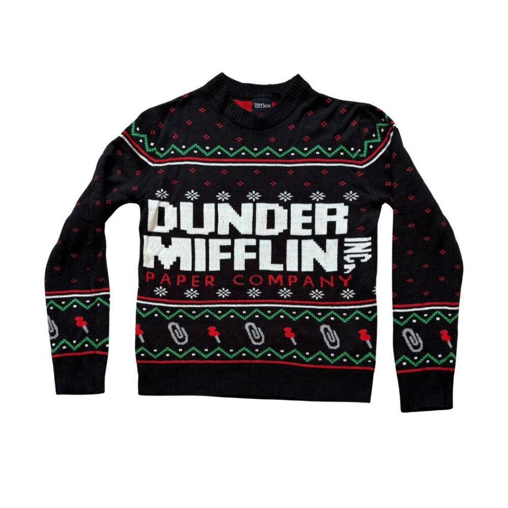 The Office Dunder Mifflin Ugly Christmas Sweater TeeTurtle Adult Unisex TV Show